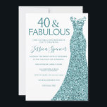 Convites Teal Dress 40 e Fabuloso aniversário de 40 anos<br><div class="desc">Teal Dress 40 e Fabulosas Variações de Convite de festas de aniversário de 40 anos para o convite e itens correspondentes na nossa loja</div>