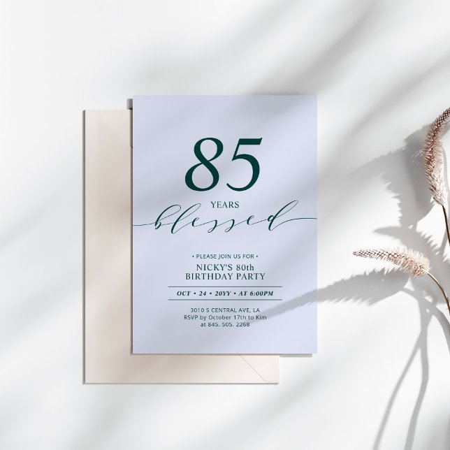 Convites Teal e Azul | Festa de aniversário 80 Amada Por 80 (Criador carregado)