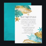 Convites Teal e Dourada praia tropical Bat Mitzvah<br><div class="desc">Chamado teal - turquesa e dourado com folha de folhas tropicais cor d'água,  bat mitzvah,  concebido para ser rápida e facilmente personalizado de acordo com as suas especificações de evento.</div>