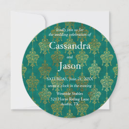 Convites Teal e Dourado Casamento