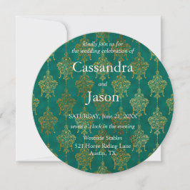Convites Teal e Dourado Casamento