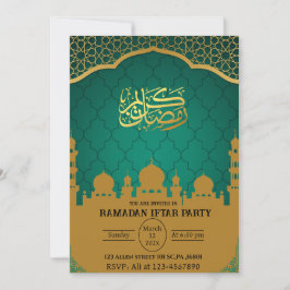 Convites Teal e Dourado Partido Islâmico Islâmico Ramadã If