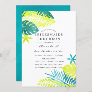 Convites Teal e Lemon Tropical Bridesmaids Luncheon
