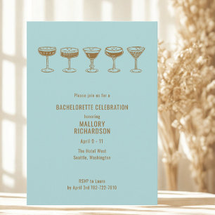Convites Teal Espresso Martini - Bachelorette com código QR