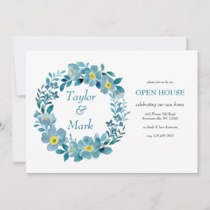 Convites Teal Floral Wreath