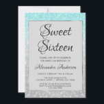 Convites Teal Glitter e Silver Sweet 16 Aniversário<br><div class="desc">Glitter de Teal Azul e Glama de Folha de Prata Doce Dezesseis Convites de aniversário para uma 16ª festa de festa de aniversário. Este convite moderno é perfeito para uma Festa de aniversário Teal Glitter e Silver Foil Girly Sweet 16. Entre em contato com o designer para obter itens correspondentes...</div>