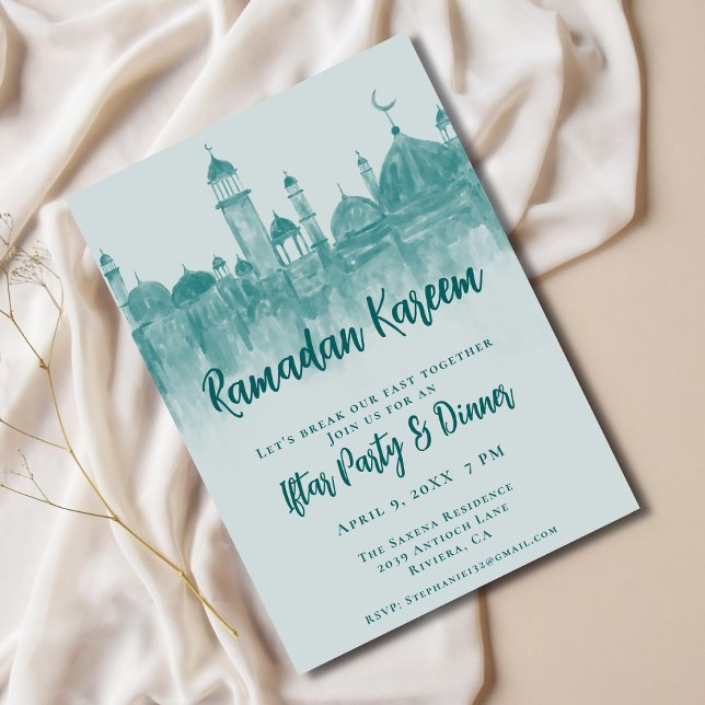Convites Teal Green - Mesquita Ramadan Iftar - Partido do J (Criador carregado)