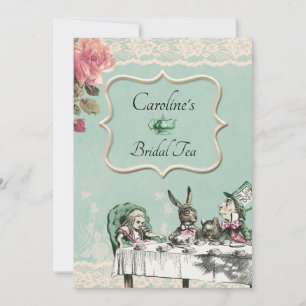 Convites Teal Lace Alice Wonderland Tea Party Chá de panel