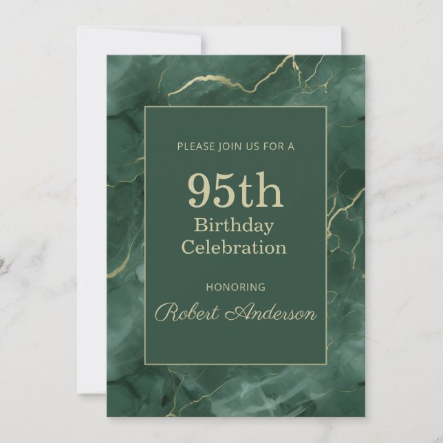 Convites Teal Marble 95th Birthday (Frente)