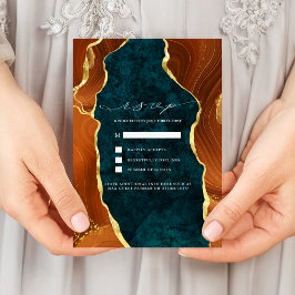 Convites Teal Marble, Laranja Queimado e RSVP de Agato Dour