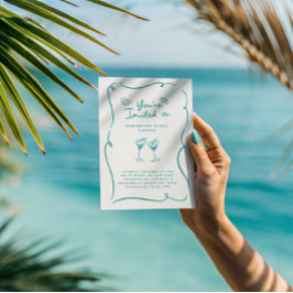 Convites Teal Martini Bridal Shower Cocktail Party