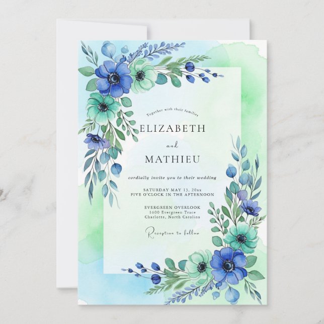 Convites Teal Mint Ethereal Spring Wedding (Frente)