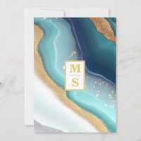 *~* TEAL Monograma AR66 RSVP Agate QR Wedding