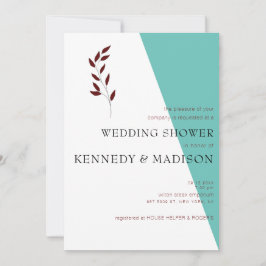 Convites Teal Monograma 💍 Chá de panela Geométrico Moderno