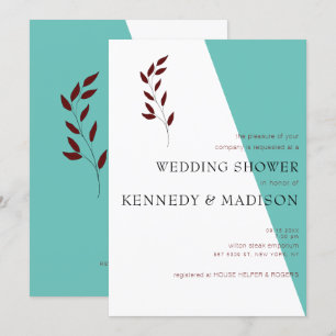 Convites Teal Monograma Geométrico Casamento Maravilhoso