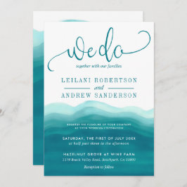 Convites Teal Nós Fazemos Casamento De Ómbre De Aquarela