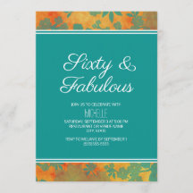 Teal Orange Floral Sessenta e fabulosa Aniversário