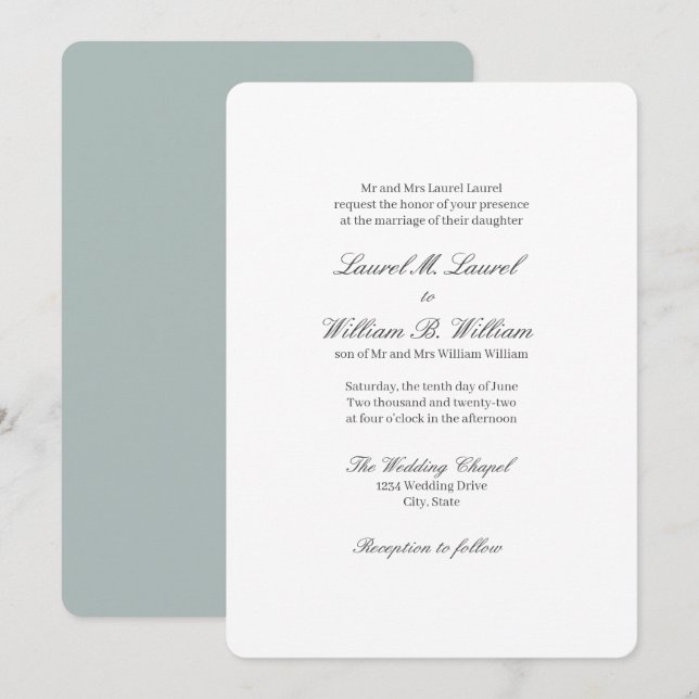 Convites Teal Parents of the Bride Wedding Invitation (Frente/Verso)