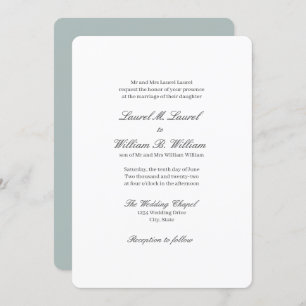 Convites Teal Parents of the Bride Wedding Invitation