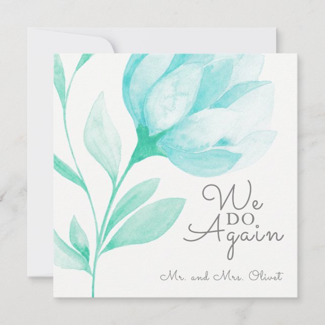 Convites Teal Peonies Vow Renewal 10 anos (Frente)