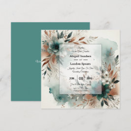 Convites Teal Petals in Bronze Bloom Wedding