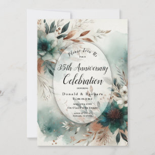 Convites Teal Petals no Bronze Bloomment Party