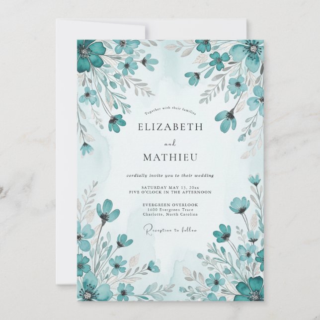 Convites Teal Picturesque Spring Wedding (Frente)