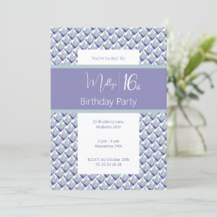 Convites Teal Purple Magnolia Purple Sweet 16º Aniversário
