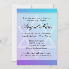 Convites Teal Purple Star de David Bat Mitzvah