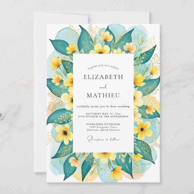 Convites Teal Radiant Summer Wedding (Frente)