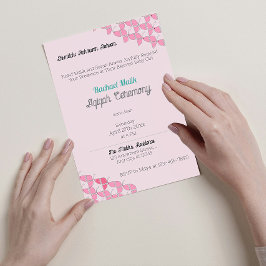 Convites Teal Rosa, Brilhante, Chá de fraldas de Aqiqah par