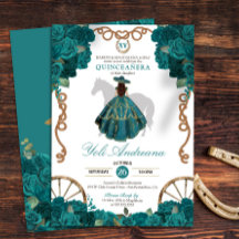 Teal Rosa Western Charro Quinceanera