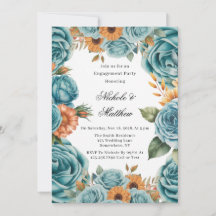 Teal Roses and Orange Floral Engagement Party