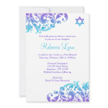 Teal Roxo Elegante Bat Mitzvah