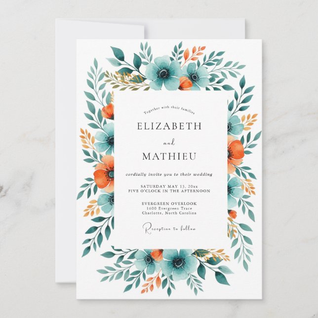 Convites Teal Rust Breathtaking Harvest Wedding (Frente)