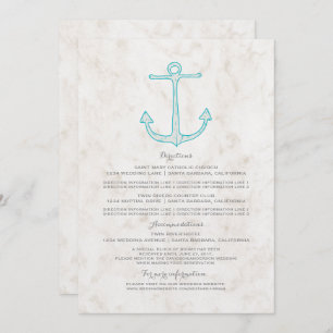 Convites Teal Rustic Anchor Wedding Information