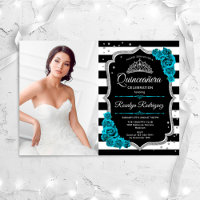 Teal Silver Black Quinceanera Party Com Foto