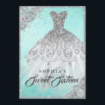 Convites Teal Silver Diamond Sparkle Gown Sweet Dezesseis<br><div class="desc">Mais elegante 16 Convites na Loja Little Bayleigh</div>
