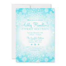 Teal Snowflake Gllow Winter Wonderland Sweet 16