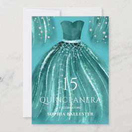 Convites Teal sob o mar, Sereia Quinceanera