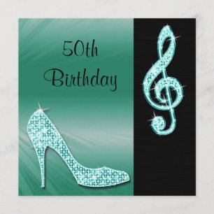 Convites Teal Stiletto e Treble Cleft 50º Aniversário