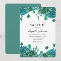Teal succulente 16. Aniversário do cacto azul 16