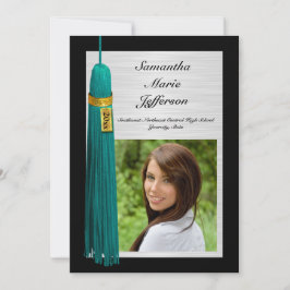 Convites Teal Tassel com Festa de formatura fotográfica