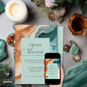 Convites Teal Terracotta de Agata Moderna Elegante