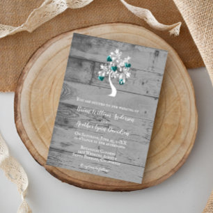 Convites Teal Tree of Hearding Invitation