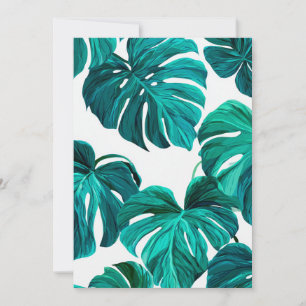 Convites Teal Tropical Monstera Leaf Seamless Pattern Art