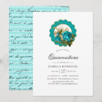 Teal - Turquesa e Paris Chic Dourada Quinceañera
