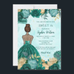 Convites Teal Turquoise Dourada Floral Princess Sweet 16<br><div class="desc">Teal Turquoise Dourada Floral Princess Sweet 16 Convite</div>