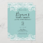 Convites Teal Turquoise White Lace Sujo 30 aniversário de 3<br><div class="desc">Personalizar para qualquer evento</div>