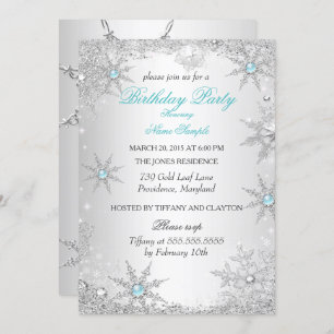 Convites Teal Winter Wonderland Festa de aniversário